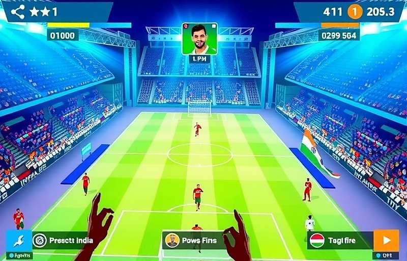 Top Striker2024 Gameplay Top Striker2024 gameplay showing a match in a stadium filled with Indian fans