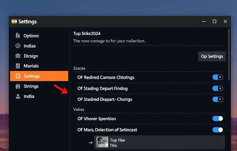 Top Striker2024 Settings for Indian Conditions Top Striker2024 settings menu showing India-specific optimizations